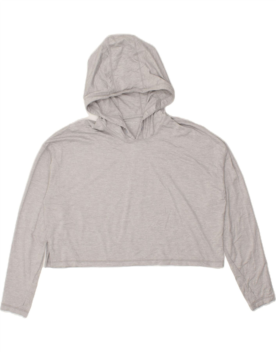 ATHLETA Womens Oversized Crop Hooded Top Long Sleeve UK 6 XS Grey Vintage Athleta and Second-Hand Athleta from Messina Hembry 