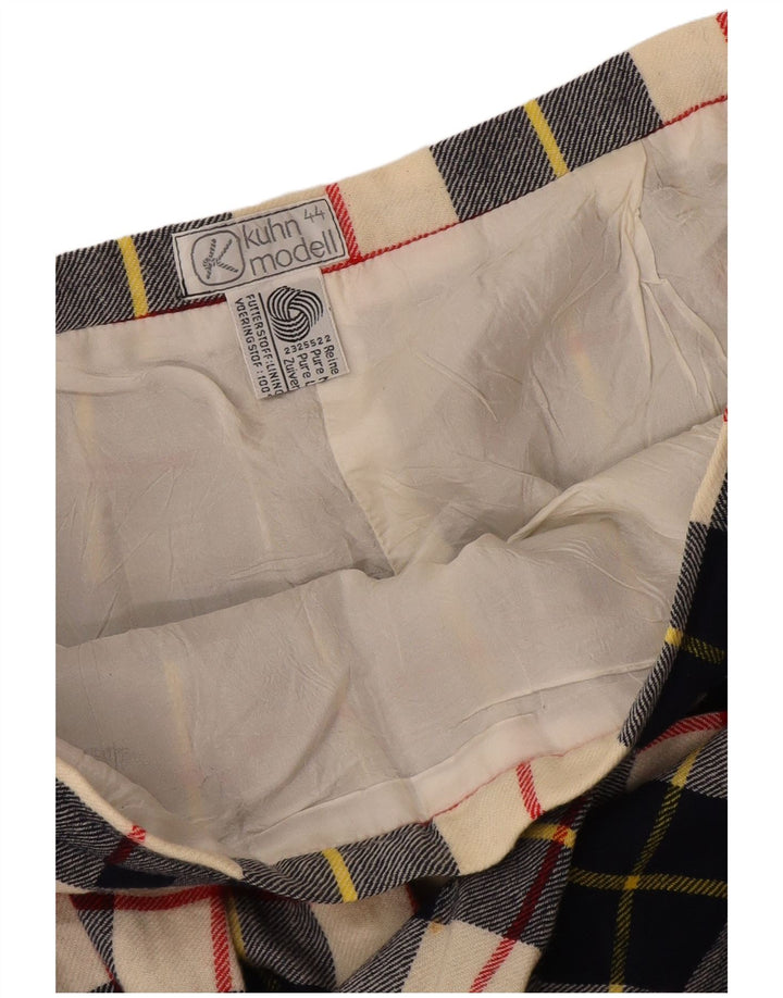 Saia plissada feminina Kuhn IT 44 médio W30 lã xadrez azul marinho