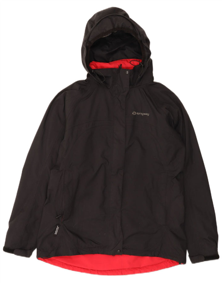 Jaqueta de chuva feminina com capuz Sprayway UK 12 poliamida preta média