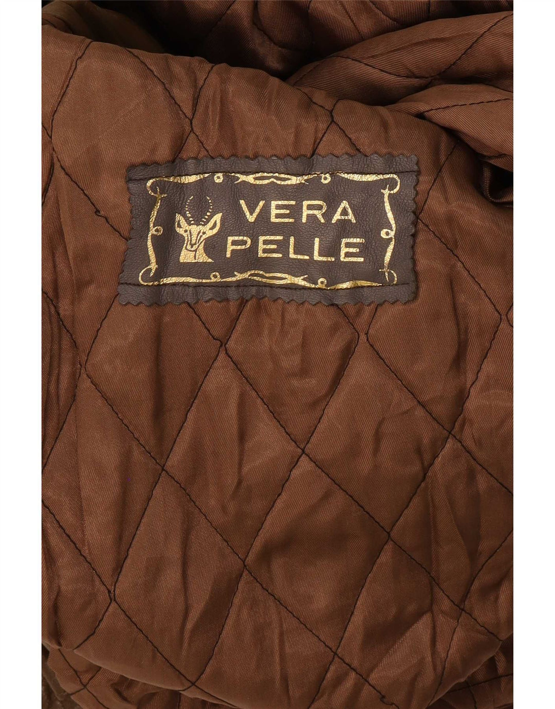 Jaqueta de couro feminina vintage IT 42 médio cáqui