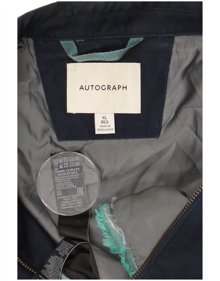 Jaqueta bomber masculina Marks & Spencer Autograph Reino Unido 42 XL azul marinho algodão