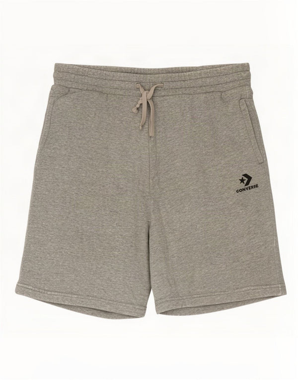 Shorts esportivos masculinos Converse algodão manchado cinza médio