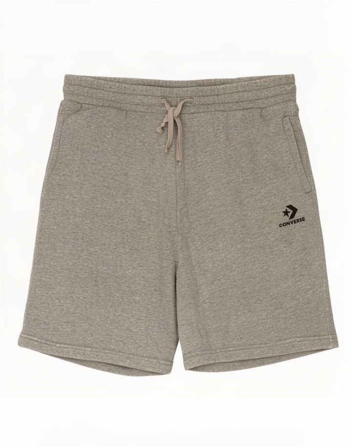 Shorts esportivos masculinos Converse algodão manchado cinza médio