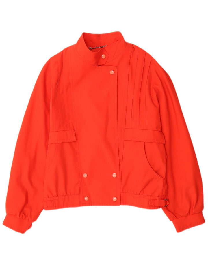 Jaqueta bomber com peito duplo para mulheres vintage poliéster vermelho médio Reino Unido 12