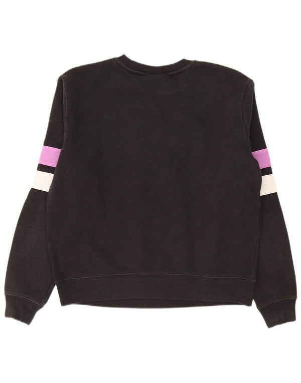 Fila moletom gráfico feminino jumper UK 16 grande bloco colorido preto