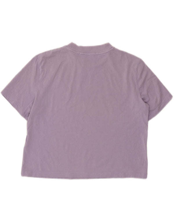 Camiseta feminina CALVIN KLEIN JEANS crop top Reino Unido 10 algodão roxo pequeno