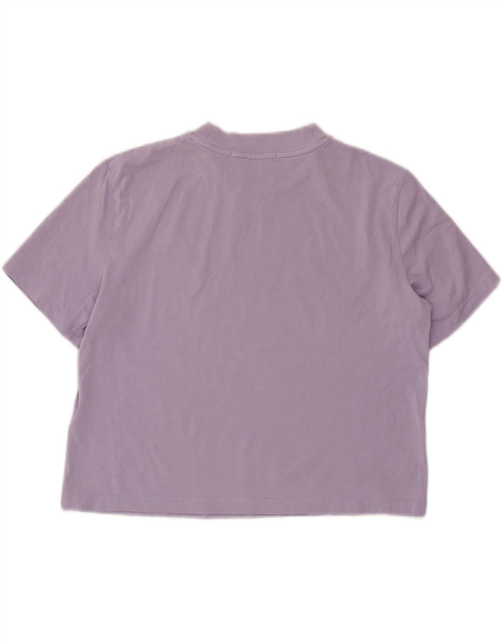 Camiseta feminina CALVIN KLEIN JEANS crop top Reino Unido 10 algodão roxo pequeno