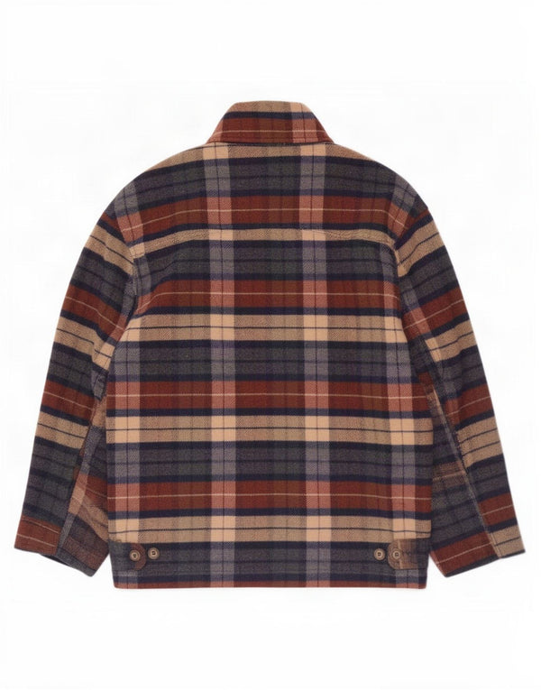 Jaqueta utilitária masculina vintage UK 40 grande lã xadrez multicolorida