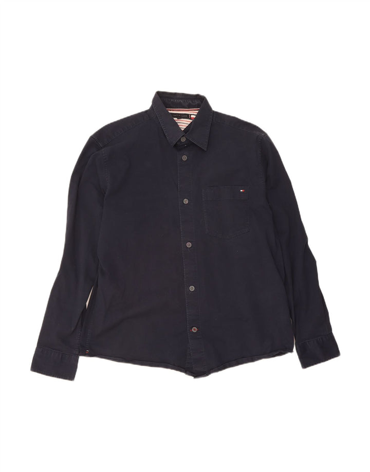 Camisa masculina TOMMY HILFIGER grande algodão azul marinho