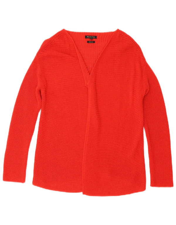 Suéter cardigan aberto feminino Massimo Dutti Reino Unido 10 pequeno algodão vermelho