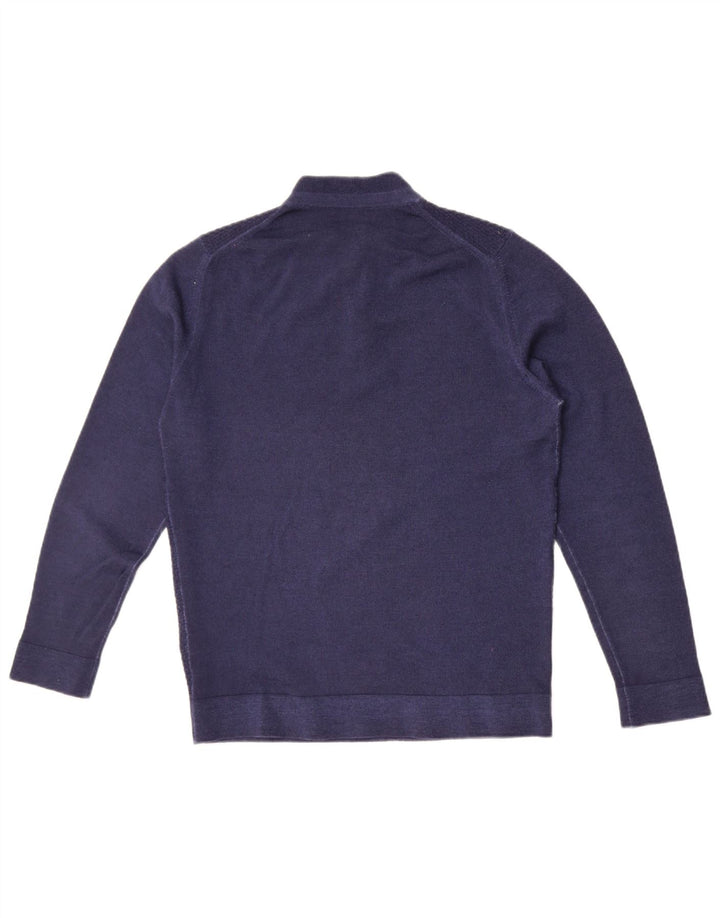 Suéter masculino Massimo Dutti com gola redonda e lã azul marinho médio