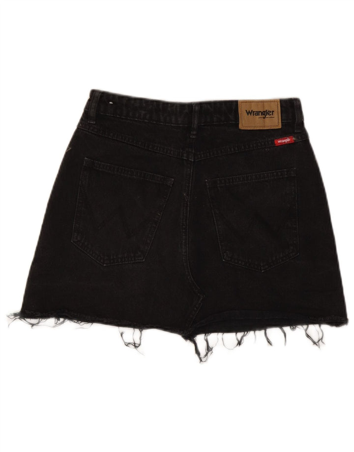 Mini saia jeans feminina Wrangler EUA 9 médio W27 algodão preto