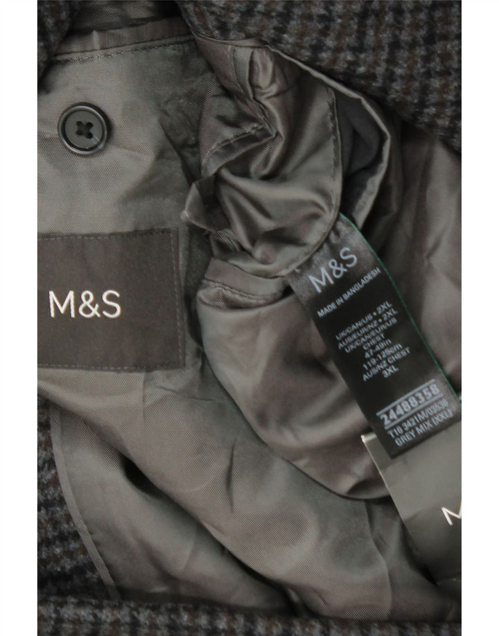Sobretudo masculino Marks & Spencer UK 44 2XL cinza Houndstooth lã