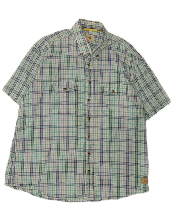 Camel Active Camisa masculina de manga curta regular fit 2XL algodão xadrez verde