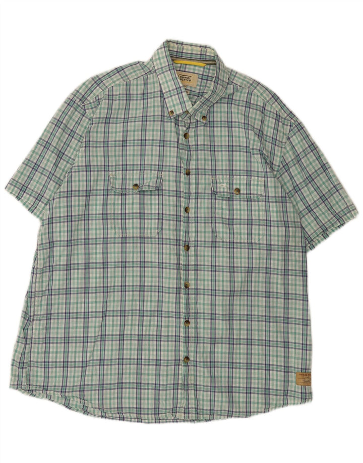 Camel Active Camisa masculina de manga curta regular fit 2XL algodão xadrez verde