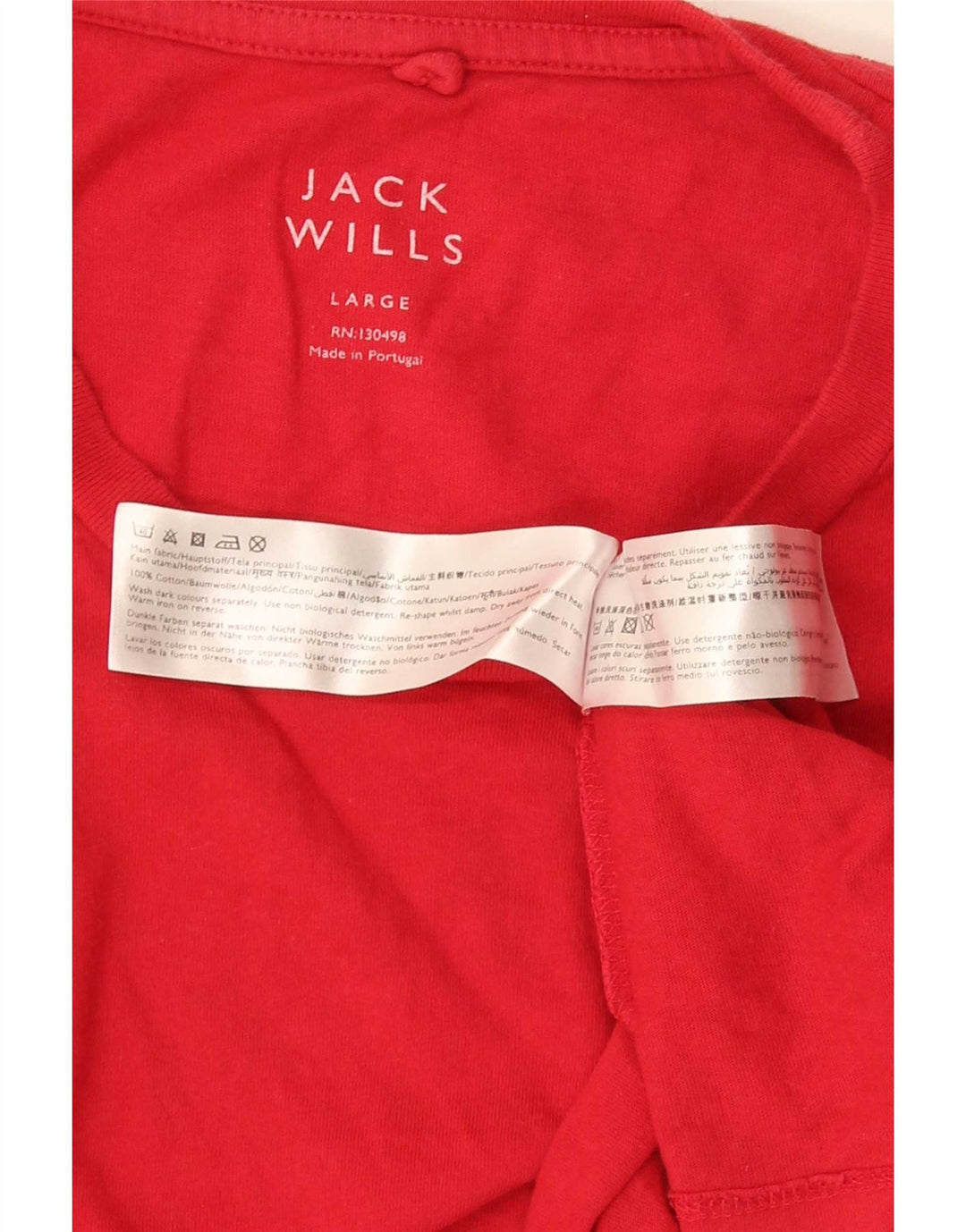 Camiseta masculina Jack Wills grande algodão vermelho