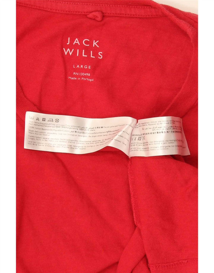 Camiseta masculina Jack Wills grande algodão vermelho