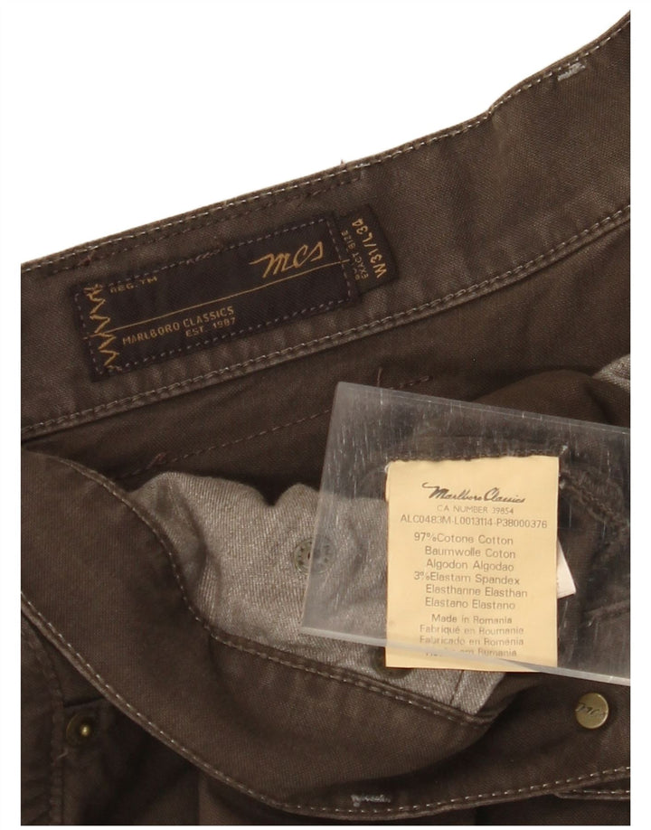 MARLBORO CLASSICS Calça feminina reta casual W31 L30 algodão marrom