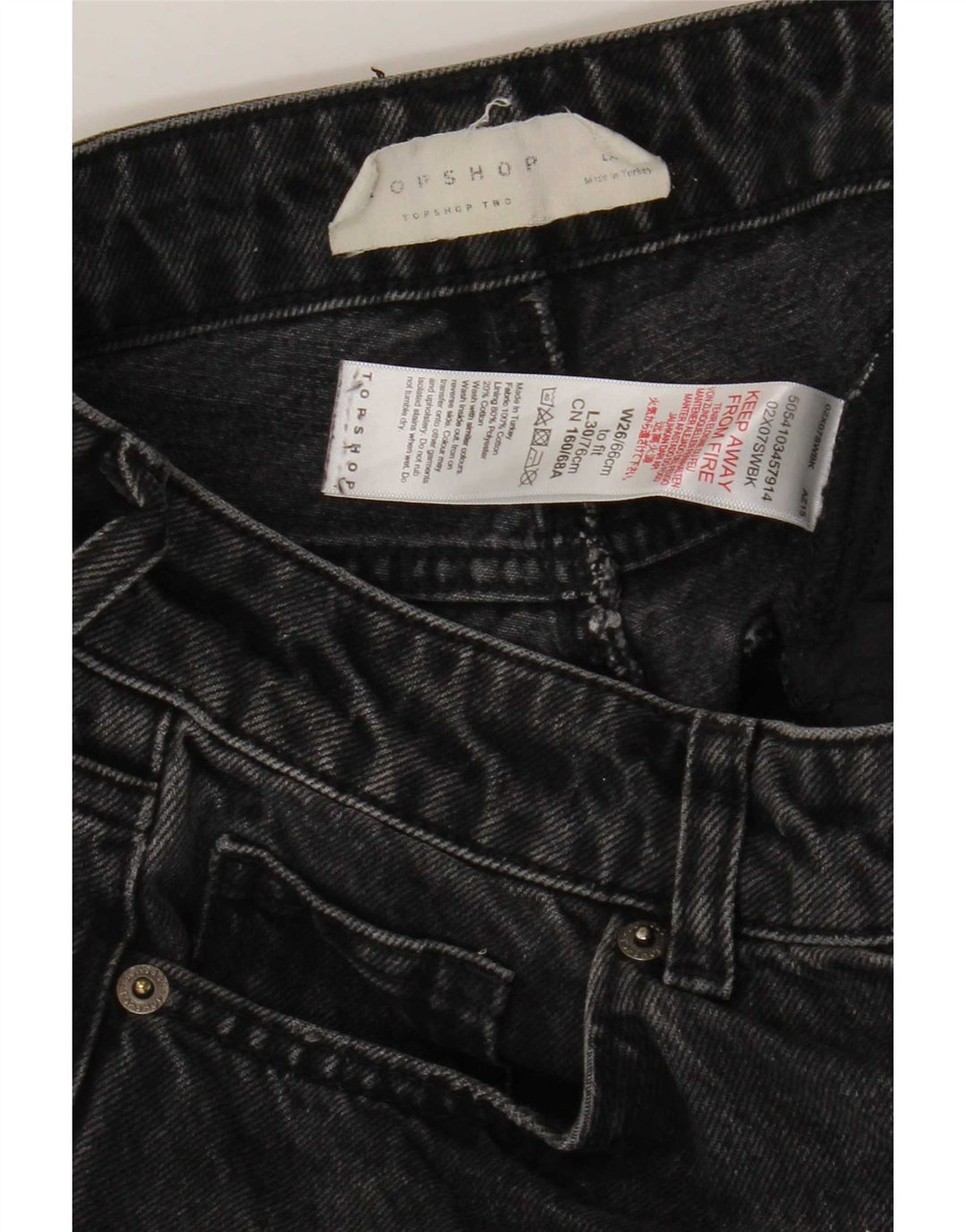 Jeans feminino Topshop largo W26 L30 algodão cinza