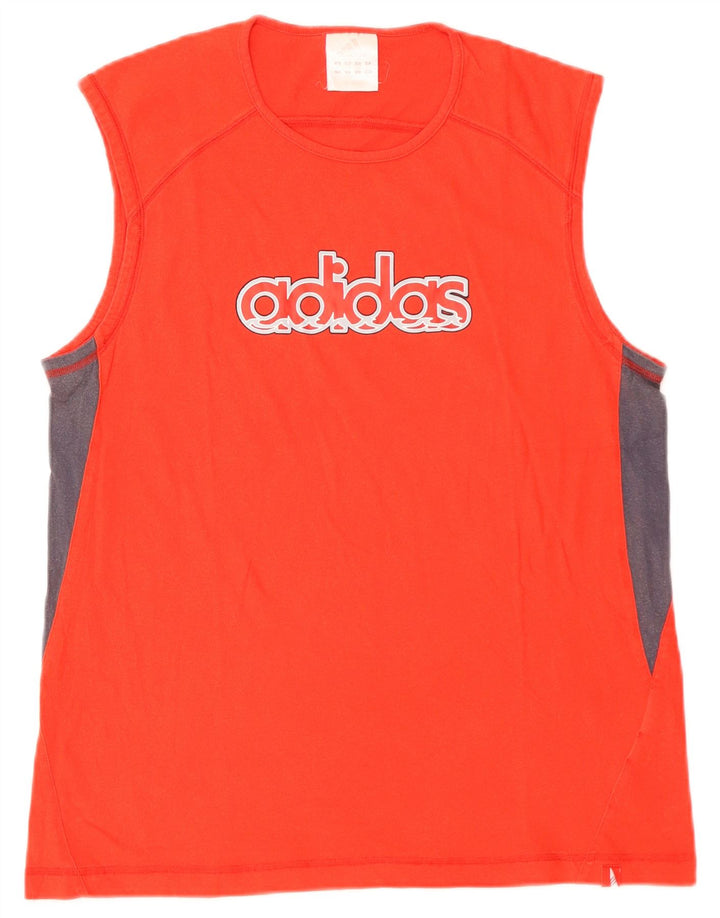 ADIDAS Mens Graphic Vest Top Médio Vermelho Colourblock Algodão