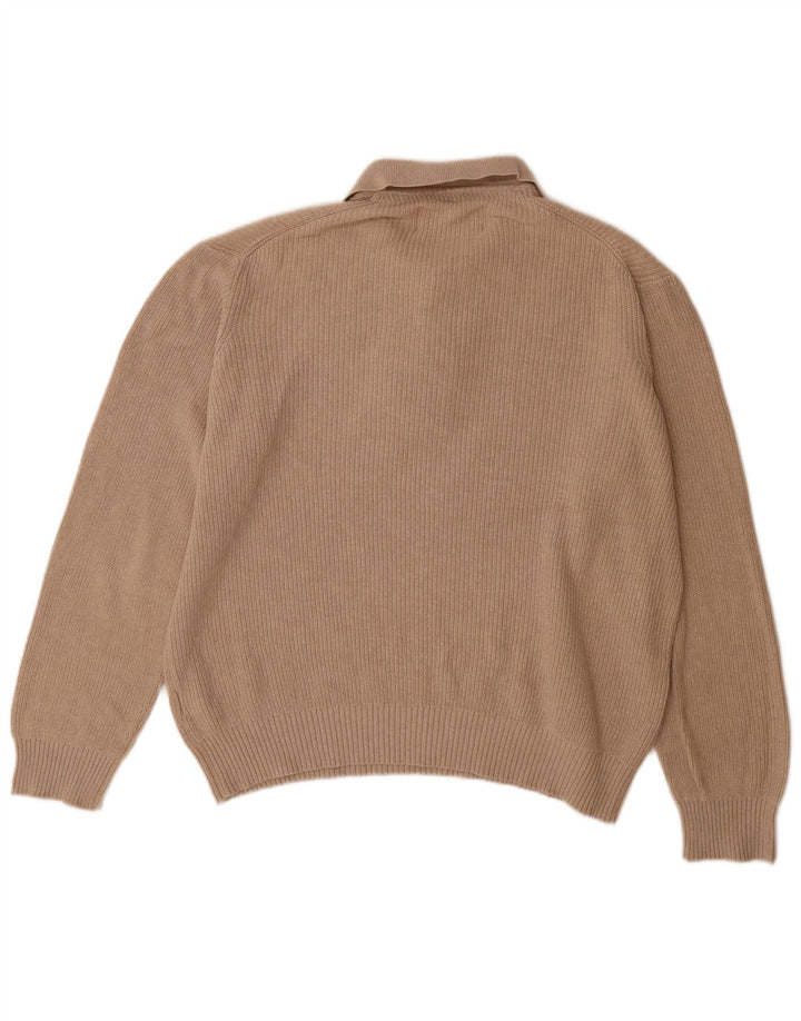 Suéter masculino Marks & Spencer Blue Harbour com gola polo grande bege
