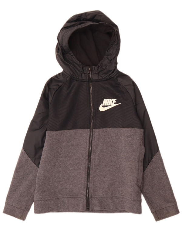 Suéter Nike Boys Zip com capuz 10-11 anos médio preto colorblock algodão