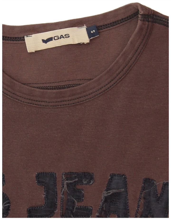 Camiseta gráfica masculina Gas Top pequeno algodão cinza