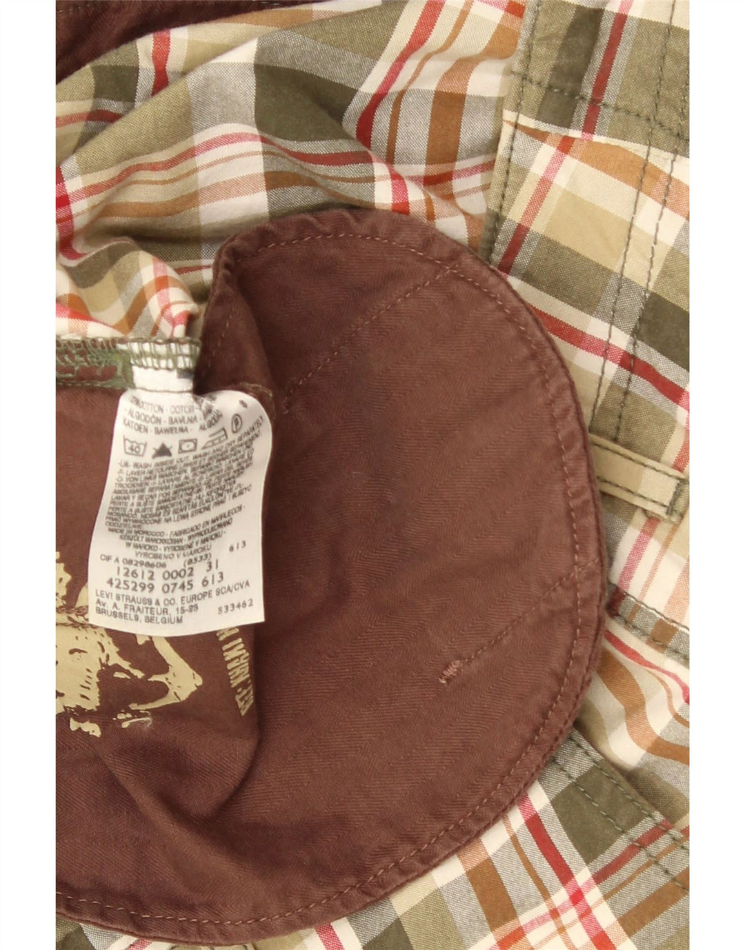 Shorts cargo masculino DOCKERS Slim Fit W32 algodão xadrez médio multicolorido
