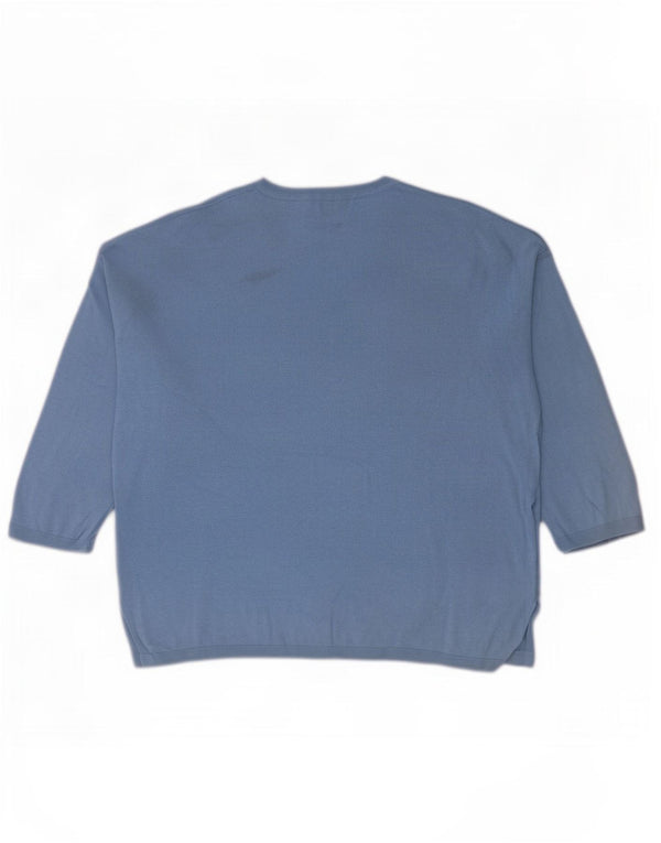 Massimo Dutti Womens 3/4 Sleeve Oversized Sweatshirt Jumper UK 6 XS Blue