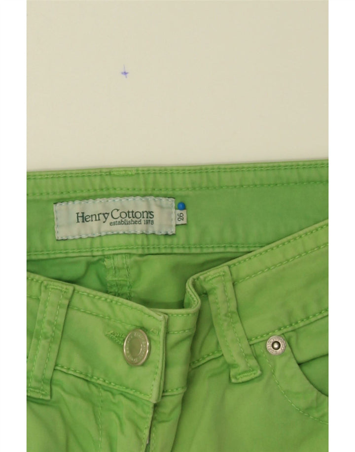 HENRY COTTONS Womens Slim Casual Trousers W26 L26 Green Cotton Vintage Henry Cottons and Second-Hand Henry Cottons from Messina Hembry 