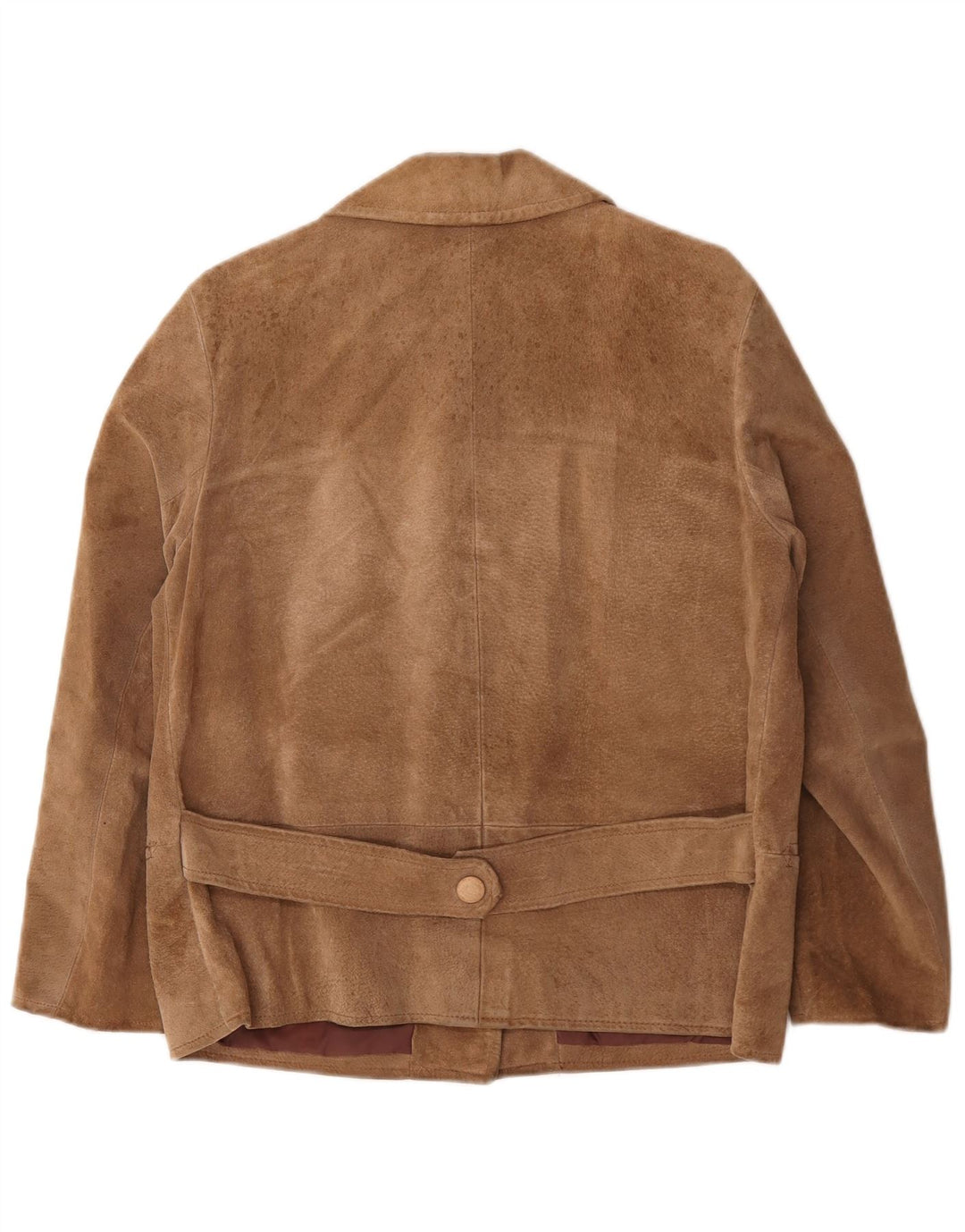 Jaqueta blazer feminina vintage de camurça com 3 botões Reino Unido 16 grande bege