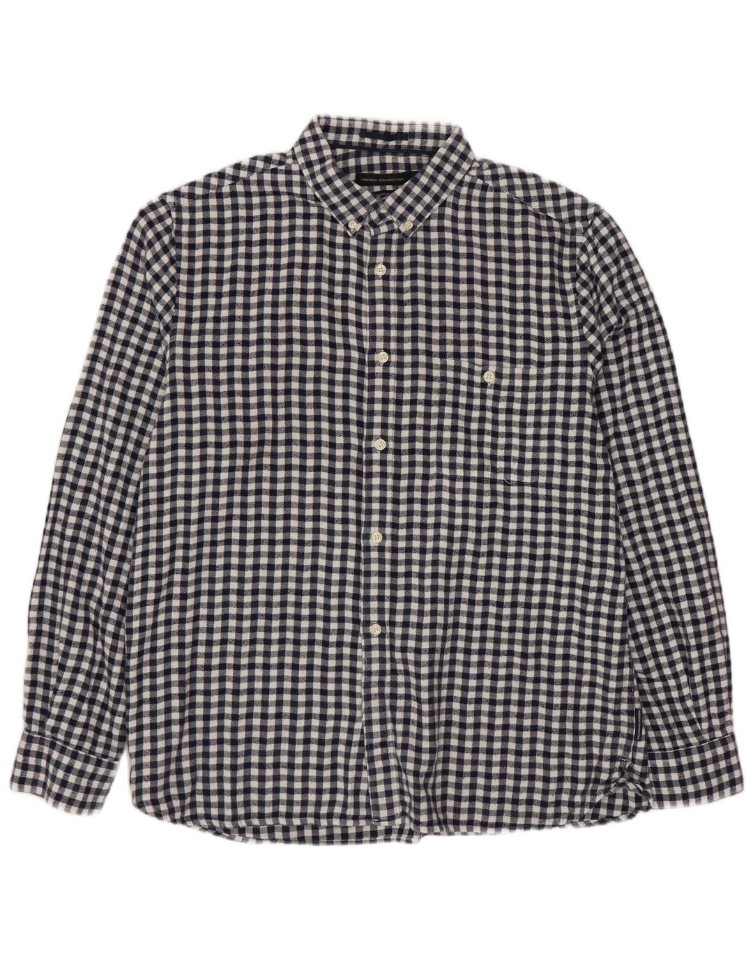 Camisa masculina regular de flanela FRENCH CONNECTION grande guingão azul marinho