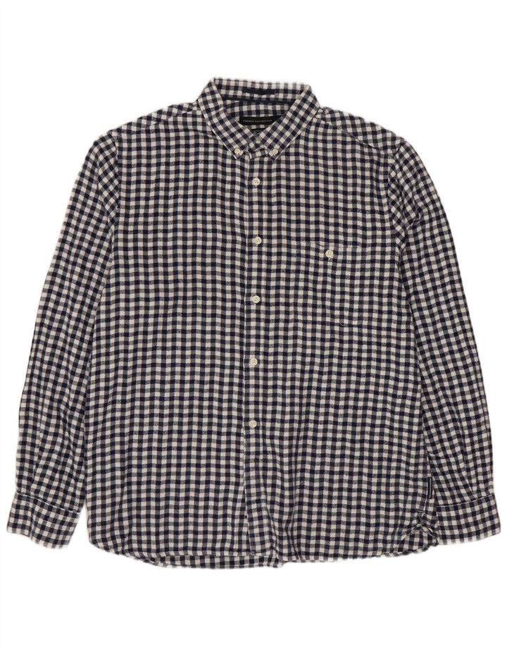Camisa masculina regular de flanela FRENCH CONNECTION grande guingão azul marinho