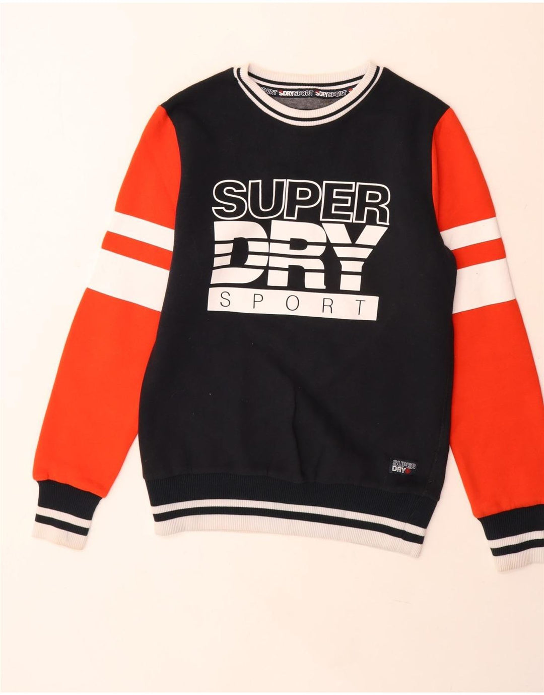 Superdry moletom gráfico masculino jumper médio preto colorblock algodão
