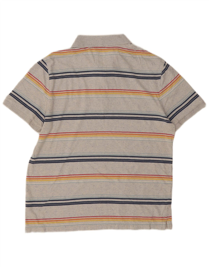 Camisa polo masculina Fat Face grande algodão listrado cinza