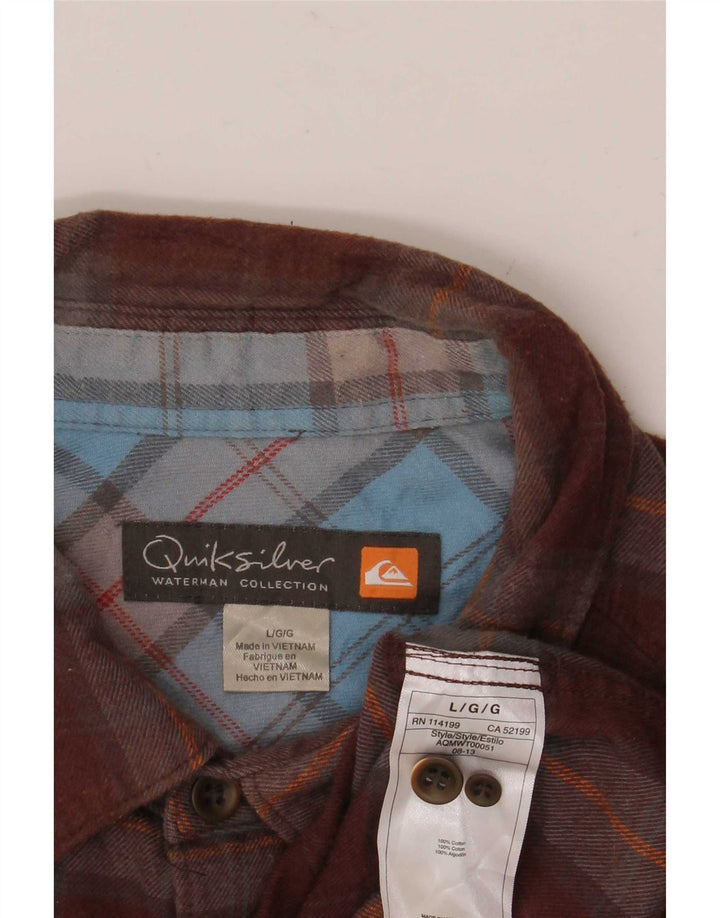 Camisa masculina de flanela Quiksilver grande algodão xadrez marrom