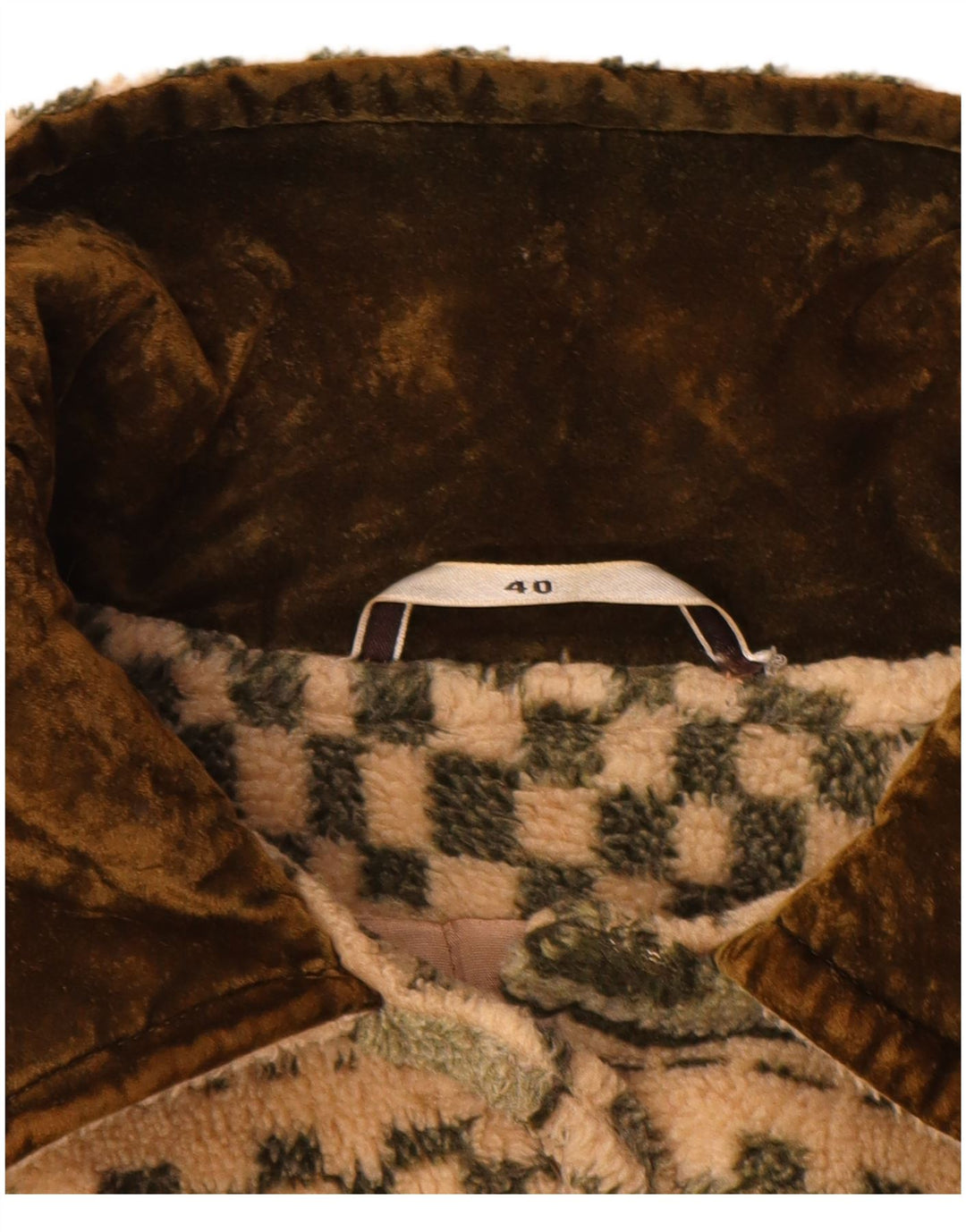 Sobretudo de lã superdimensionado vintage feminino EU 40 listrado bege médio