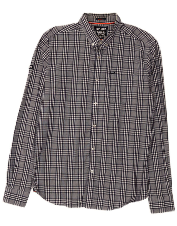 Camisa masculina Superdry Regular Fit grande xadrez cinza