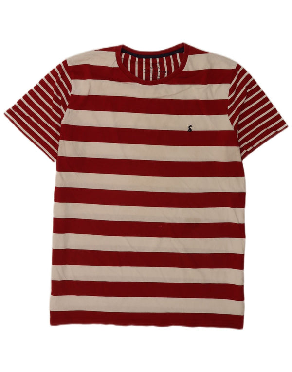 Camiseta masculina Joules Top XL de algodão listrado vermelho