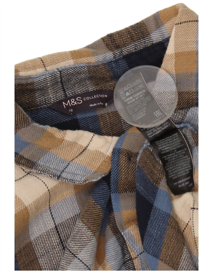 Camisa feminina de flanela Marks & Spencer UK 18 XL algodão xadrez multicolorido