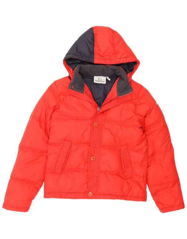 Jaqueta masculina Woolrich Penn-Rich acolchoada com capuz Reino Unido 38 nylon vermelho médio