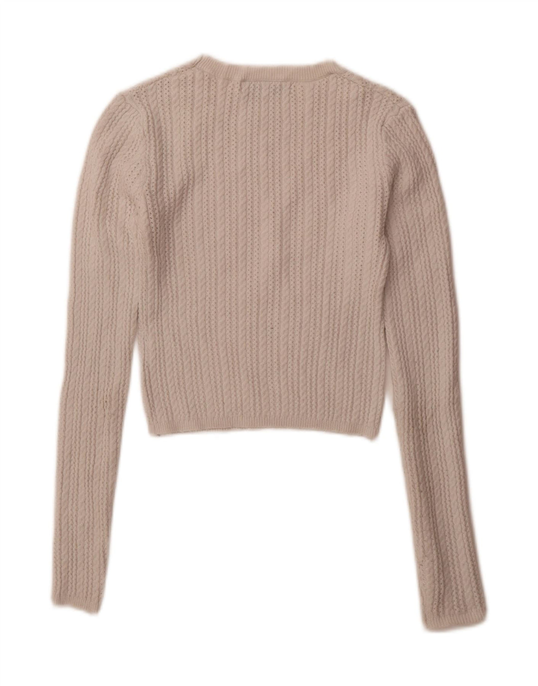 Suéter feminino PULL & BEAR com gola redonda e gola redonda UK 8 pequeno branco