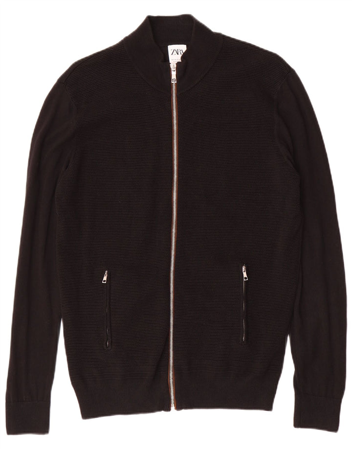 Suéter cardigã masculino ZARA algodão preto médio