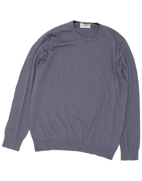 Suéter masculino Autograph com gola redonda XL azul lã Merino