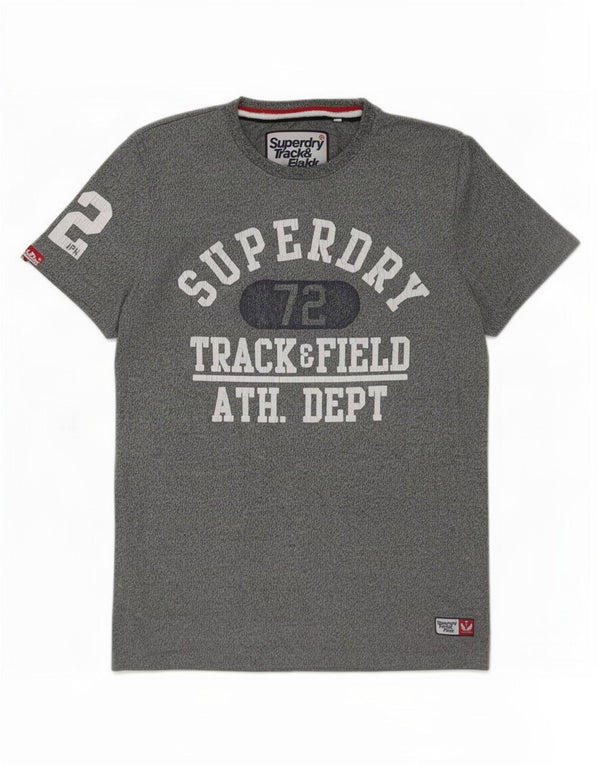 Camiseta gráfica masculina Superdry Top grande algodão cinza