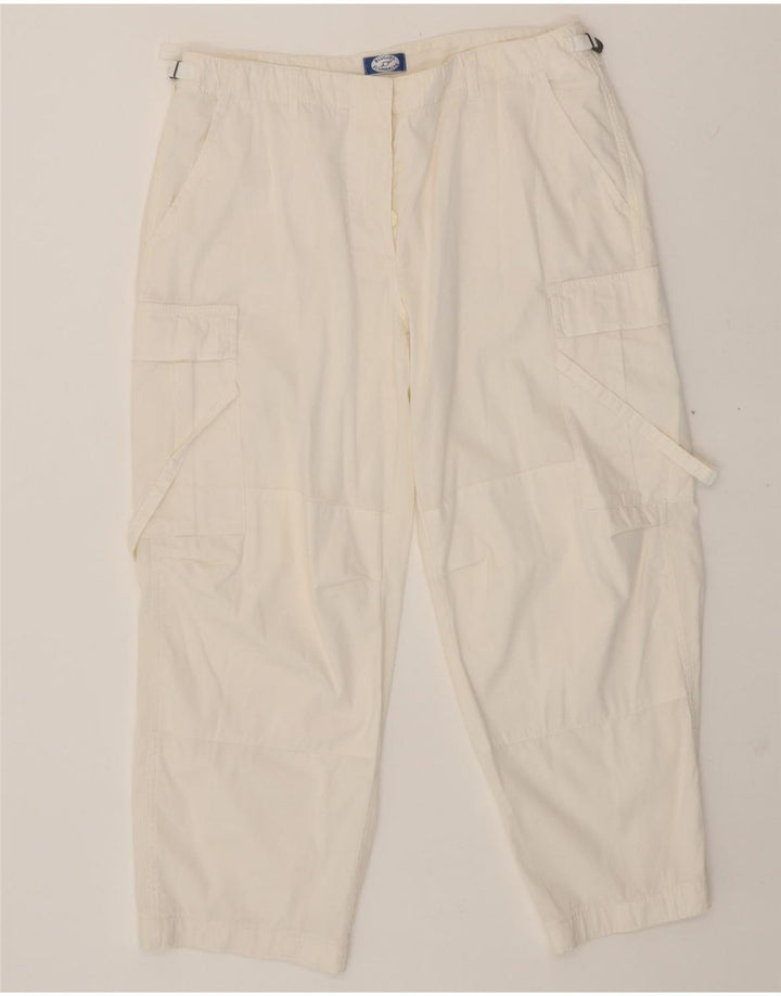 BLUGIRL BLUMARINE Womens Crop Cargo Trousers IT 46 Large W32 L26 White Vintage Blugirl Blumarine and Second-Hand Blugirl Blumarine from Messina Hembry 