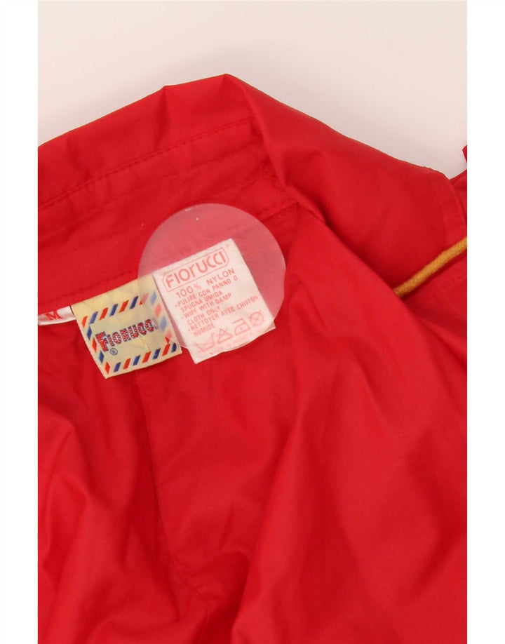 Trench Coat feminino com capuz Fiorucci Reino Unido 14 nylon vermelho médio