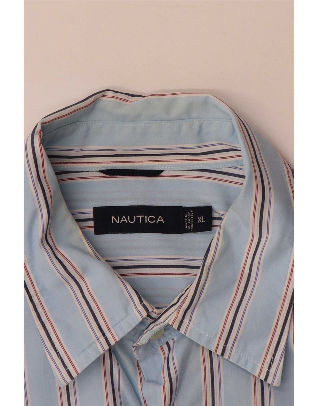 Camisa masculina Nautica XL algodão listrado azul