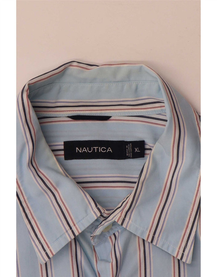 Camisa masculina Nautica XL algodão listrado azul