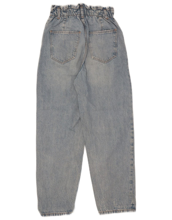 Zara Meninas Jeans Cônicos De Cintura Alta 13-14 Anos W25 L24 Azul Algodão
